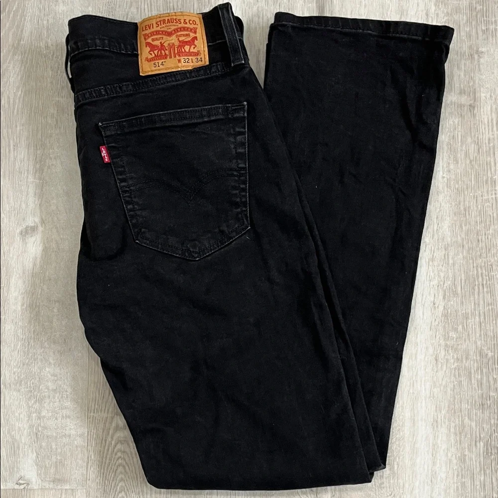 Levi’s‎ 514 Straight Fit Black Jeans Mens 32x34 Stretch Denim Classic 00514-0730